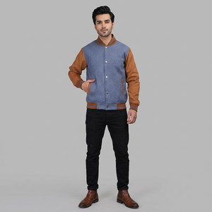Custom Letterman Men's Varsity <b>Jacket</b> <b>Fleece</b> Baseball Winter Stand Collar Front Logo Wholesale - Product Image 1
