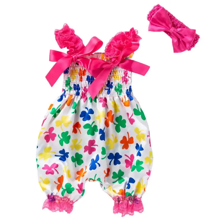 HY-19 2 pcs सेट गर्म बिक्री फीता बच्चे rompers लड़की पट्टा jumpsuit romper कपड़े फूल बच्चा फैशन पतलून