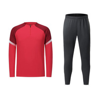 Ensemble de survêtement de sport unisexe sur mesure, uniforme de match à manches longues, demi-zip, entraînement de football, séchage rapide