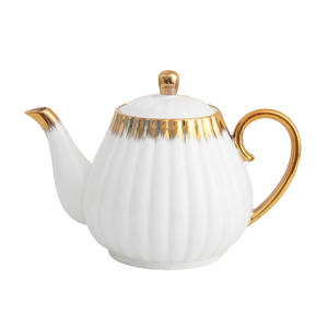 Ensemble de 15 tasses à thé en porcelaine avec bordure dorée personnalisée, théière, tasses à café en céramique, ensembles de boîtes à thé et à sucre avec tasse et soucoupe - Product Image 5