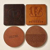 Sous-verres ronds en cuir PU imperméable personnalisés avec logo imprimé UV pour bar et restaurant