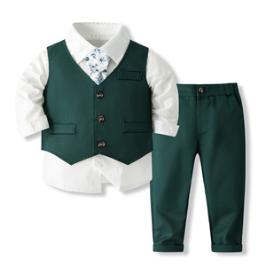 Traje de 3 Piezas <span class=keywords><strong>para</strong></span> Niños Catpapa, Camisa de Manga Larga, Chaleco, Corbata y Pantalones, Traje Formal <span class=keywords><strong>para</strong></span> Bodas, Cumpleaños y Fiestas - Product Image 1