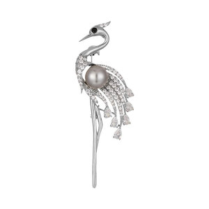 Elegant Red Crowned Crane Brooch Micro Inlaid Zinc Alloy Women's Gift Fashion Animal Shape Corsage - Product Image 5