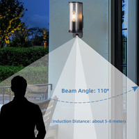 Luz de pared impermeable para exteriores y protección de vidrio antioxidante, lámpara de aplique de montaje exterior, sensor de movimiento PIR, luz de jardín inteligente