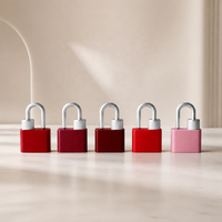 Flacon de brillant à lèvres liquide brillant personnalisé, style cadenas, avec chaîne dorée/argentée, capacité 8 ml, simplicité moderne, facile à transporter, petit pinceau