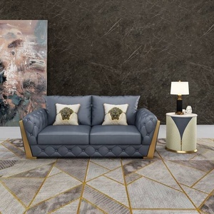 Canapés de salon haut de gamme d'intérieur en <span class=keywords><strong>lin</strong></span> de velours de Turquie meubles de salon canapé <span class=keywords><strong>Chesterfield</strong></span> de luxe avec chaise à pieds dorés canapés - Product Image 1