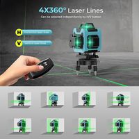 4D 16 Lignes 360 °   Niveau laser vert auto-nivelant avec télécommande et 2 batteries, pour la construction et le carrelage