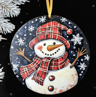 Vente en gros Décorations d'arbre de Noël Panneau suspendu en bois Disque en bois Ornements de bonhomme de neige de Noël d'hiver