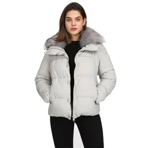 2021 su misura colletto in pelliccia sintetica con cappuccio puffer giù per le signore più il formato donne puffer inverno sacchetto di bolla giacca cappotto