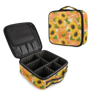 Custom Daisy Flower Travel <b>Makeup</b> Train <b>Case</b> <b>Makeup</b> Cosmetic <b>Case</b> Organizer Portable Artist Storage Bag with Adjustable Divider - Product Image 1