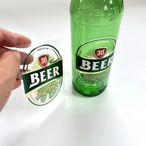 Personalizado Private PET Transparente Adesivo Transparente Preto Cerveja Bebidas Embalagem Etiqueta Etiqueta Fabricação