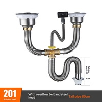 Accessoires de tuyauterie d'évier de cuisine double en acier inoxydable 304 transfrontalier, type S-courbe, anti-colmatage, moderne et simple