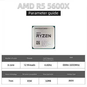 R5 5600X AMD مقبس معالج سطح المكتب ستة النواة AM4 مع اللوحة الأمامية منتج جديد - Product Image 5