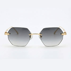 Lunettes de soleil sans monture Lmamba Vintage Polygon, <span class=keywords><strong>verres</strong></span> dégradés UV400 de haute qualité, logo personnalisé, pour hommes et femmes - Product Image 2