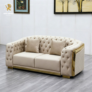 Sofás de Salón de Lujo, 1+2+3 Plazas, Tapizados en Terciopelo, Estilo Chesterfield, Juego de Sofás Seccionales Modernos para Sala de Estar - Product Image 5