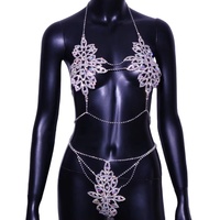 2025 nouveau DS haut de gamme motif plaqué or alliage corps bijoux luxe discothèque fête Sexy brillant Bikini costume avec strass