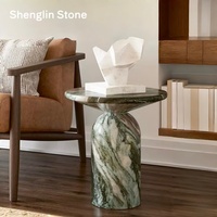 Table d'appoint en marbre naturel sur mesure, forme champignon, base en piédestal massif, pour salon, hôtel, décoration intérieure