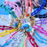 Porte-clés tendance JS en corde tressée style bohème, breloques personnalisées colorées, mini-pendentifs poisson, cerise, coquillage, conque, porte-clés multifonction en gros