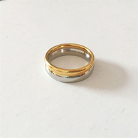 Chic courbé deux couleurs argent or basique large anneau 18k sans ternissement en acier inoxydable cool quotidien index bagues pour les filles