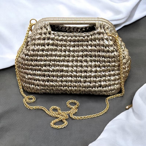 Borsa Clutch Artigianale Metallica di Alta Qualità per Donne, <span class=keywords><strong>Pochette</strong></span> da Sera per Matrimoni, Borsetta Piccola all'Uncinetto, Borsa da Spiaggia per Boutique - Product Image 4