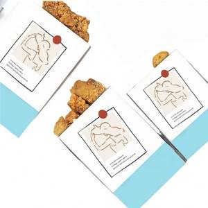 Sac en papier blanc jetable personnalisé avec logo, résistant à l'huile, pour sandwichs, biscuits, à emporter, avec fond renforcé, pour snacks et chips - Product Image 2