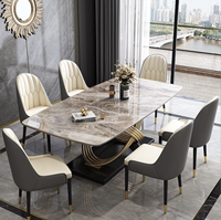 Leichte Luxus moderne rechteckige Esstisch und Stuhl Set Marmor Finish für kleine Wohnung Haus oder Badezimmer