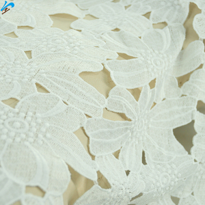Latest Popular Chinese Guipure <strong>Cord</strong> Lace Fabric Classic White Floral Pattern Embroidery Lace Fabric for Party Dress - Product Image 1