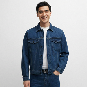 Wholesale <b>Mens</b> Ripped <b>Denim</b> <b>Jacket</b> Distressed Jean Coat Fashion Streetwear Slim Fit Casual Outerwear for <b>Men</b> - Product Image 1