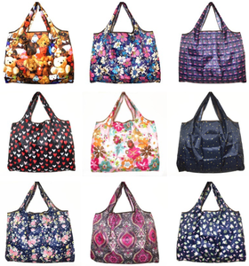 Eco Reusable Polyester <strong>Tote</strong> Foldable Shoulder Closure Medium Size Cartoon Floral <strong>Fruit</strong> Vegetable Grocery Shopping Bags - Product Image 2