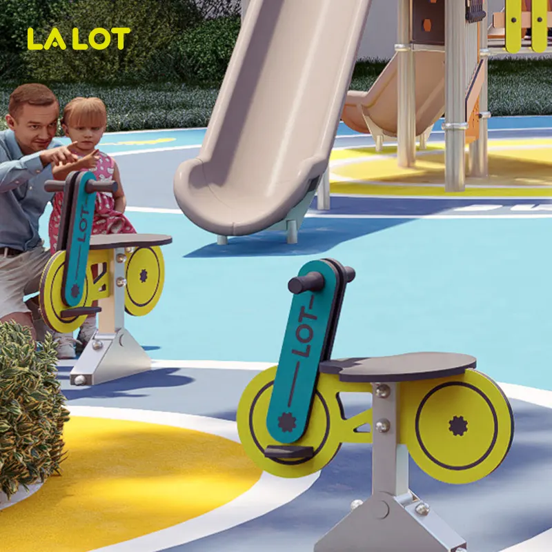 Yeni tasarım bisiklet tarzı sallanan at parkı ve anaokulu kullanımı için çocuklar için açık eğlence ekipmanları