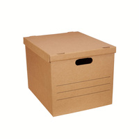 Cajas de almacenamiento de papel Kraft grandes de tamaño personalizado cartón corrugado archivo banquero documento caja de cartón con asa portátil