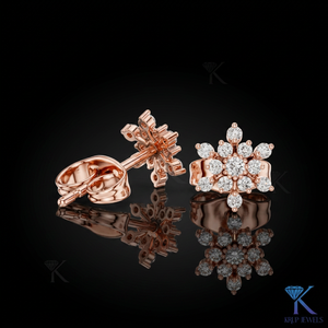 Lab Grown Diamond Snowflake <b>Stud</b> Earrings 13 Stone Cluster 14K 18K Solid Gold Fine Women Jewelry Bridal Anniversary Gift - Product Image 3