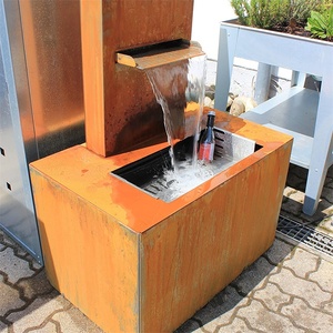 Fontaine cascade rectangulaire en acier Corten Gnee Garden, ornement de jardin extérieur, finition naturelle, style moderne, autoportante - Product Image 6