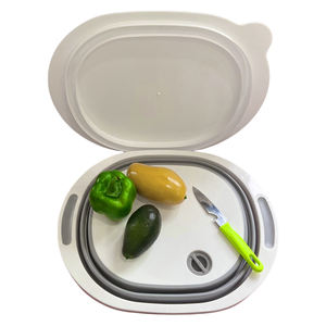 Bacinella d'acqua personalizzabile con coperchio fondo scarico cucina cestino porta <span class=keywords><strong>Picnic</strong></span> in plastica tagliere pieghevole 3-in-1 - Product Image 1