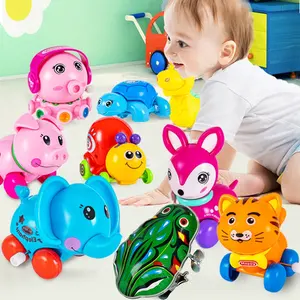 发条春季玩具迷你搞笑彩色儿童跳跃玩具可爱风格发条跑步礼品随机颜色婴儿互动玩具