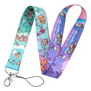 Cheap eco-friendly fabric polyester print cute anime characters cartoon lanyards with logo custom