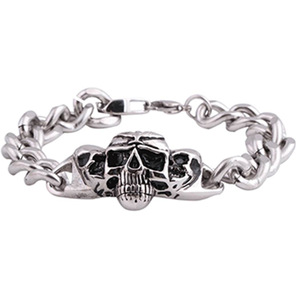 Pulsera de Calavera para Hombre, Cadena de Acero de Titanio, Joyería Punk Hip Hop, Diseño Geométrico de Esqueleto, Color Acero AD1076 - Product Image 5