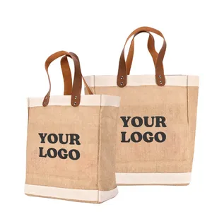 Customizable Eco-Friendly Jute Tote <b>Bag</b> Reusable Plain Natural <b>Burlap</b> Shopping <b>Bag</b> with Letter Pattern - Product Image 3