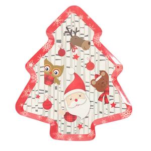 Christmas Tree Melamine <strong>Tray</strong> - Santa &amp; Snowman Pattern | Ideal for Holiday Treats, <strong>Candy</strong>, and Feasts Festive Tableware - Product Image 3