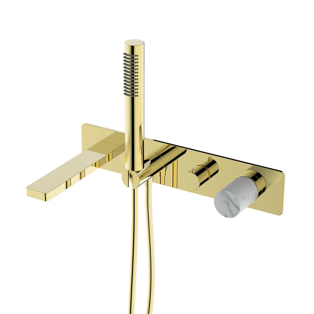 Ares Idealex Accesorios de ducha Latón Bañera Caño Montado en la pared Grifo de baño dorado Grifo