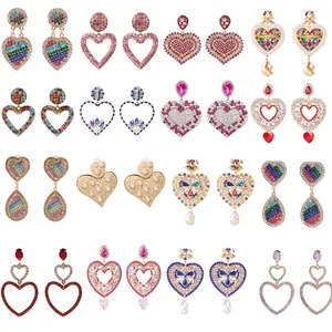 Kaimei Valentinstag Geschenke Frauen Luxus kleinen Strass Ohrring Mode große rote Herz geformte baumeln Tropfen Ohrringe für Frauen