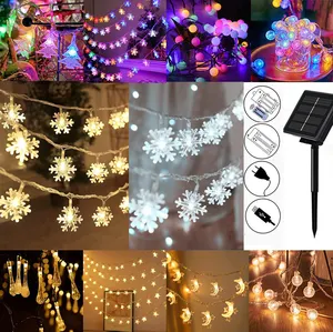 1.5m-22m Battery Solar Panels Christmas Decorations Fairy Led Lights String Lights Party Wedding Decorative Holiday Lighting