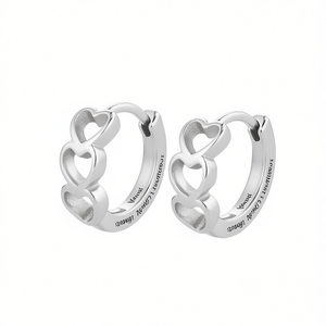 Pendientes de aro con forma de corazón de plata 925 Luvaj para mujer, joyería romántica para uso diario, acabado en oro blanco - Product Image 1