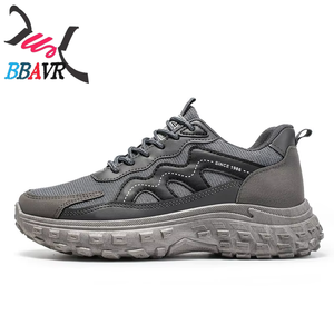 Zapatos Casuales de Hombre al por Mayor con Suela Gruesa de Malla y Diseño de Neumático, Negros, Transpirables, Antideslizantes para Uso Diario en Primavera y Otoño - Product Image 1