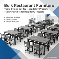 Ensemble de table et chaises de salle à manger rectangulaire robuste pour usage commercial, ensemble de meubles de restaurant 4 pièces avec plateau en bois et structure en métal pour cantine