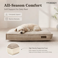 Yangyangpet Luxus-Hundebett mit Memory-Schaum-Füllung, Beige, Beruhigend, Abnehmbar, Kaubeständig, Rutschfester Boden, Für Alle Jahreszeiten, Kartonverpackt