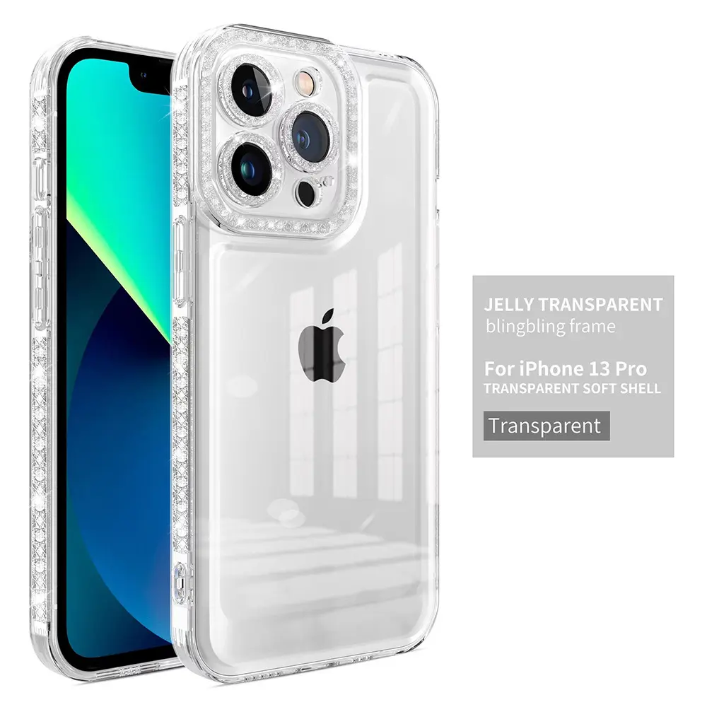 Capa tpu diamante pedra 360 proteção, para iphone 13 pro max multi cores à prova de choque iphone 14 pro max