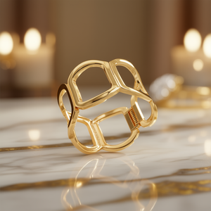 Bracciale Rigido Extra LaRose Placcato Oro con Chiusura a Cerniera, Gioiello Geometrico Raffinato Unisex per Uso Quotidiano - Product Image 2