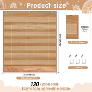 Juego de tableros de bolsillo con calendario para el aula, 120 tarjetas, clima, estaciones, festivales, gestión del tiempo, regreso a la escuela - Product Image 2