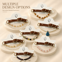 Collier pour animaux de compagnie en PU réglable avec chaîne perlée décorative pour chats et chiens